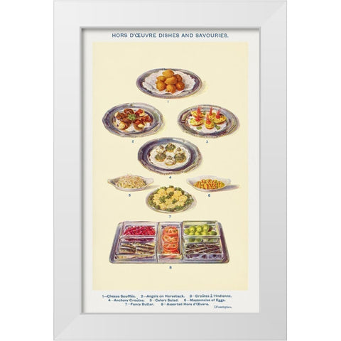 Hors doeuvres dishes and savouries White Modern Wood Framed Art Print by Mrs. Beeton''s Book of Household Management