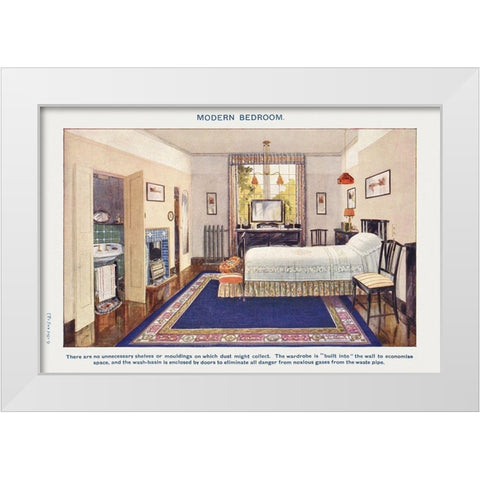 Modern bedroom White Modern Wood Framed Art Print by Mrs. Beeton''s Book of Household Management