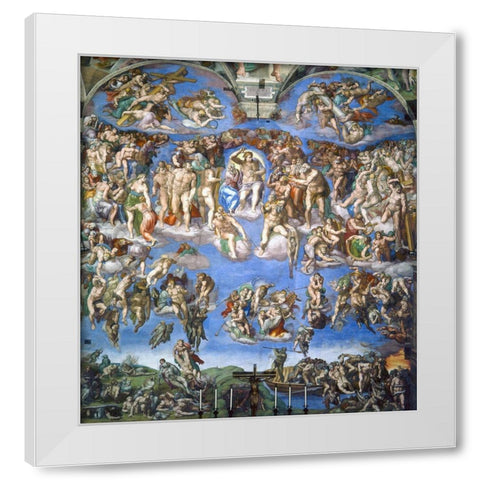 The Last Judgement White Modern Wood Framed Art Print by Michelangelo