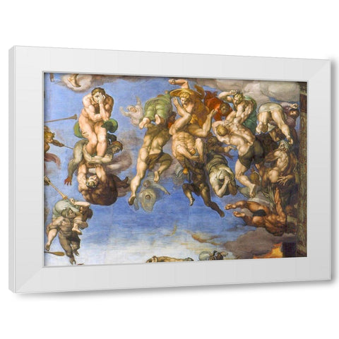 The Last Judgement Detail White Modern Wood Framed Art Print by Michelangelo