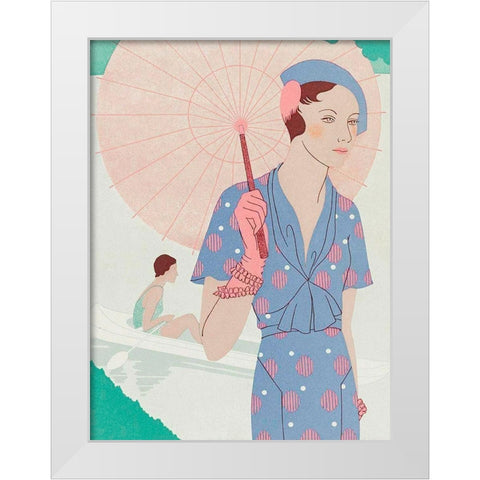 Art, Taste, Beauty, Leaves of Feminine Elegance White Modern Wood Framed Art Print by Renaud, M