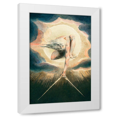 Ancient of Days Setting a Compass to the Earth White Modern Wood Framed Art Print by Blake, William