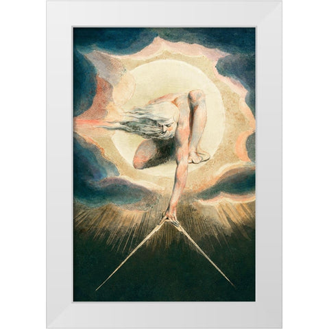 Ancient of Days Setting a Compass to the Earth White Modern Wood Framed Art Print by Blake, William