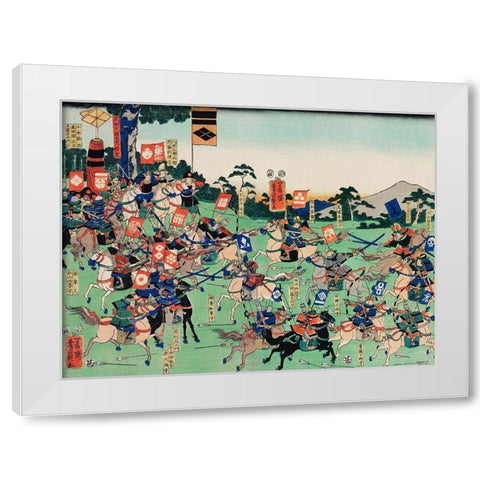 Kawanakajima no Kassen White Modern Wood Framed Art Print by Kuniyoshi, Utagawa