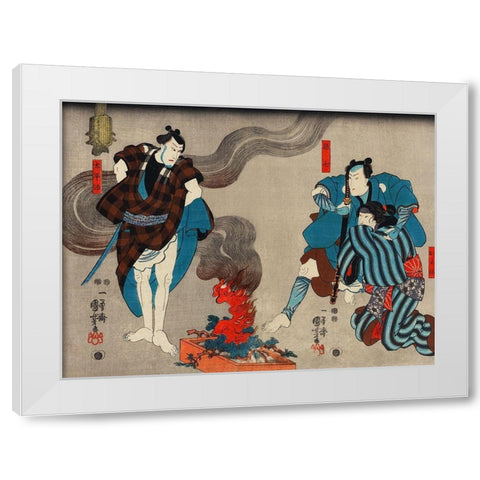 Oyone Magoshichi Taheiji White Modern Wood Framed Art Print by Kuniyoshi, Utagawa