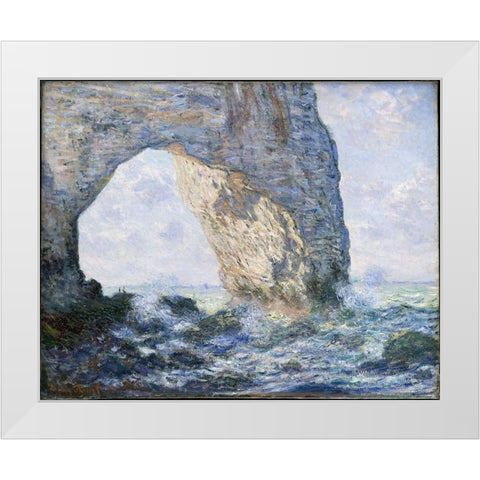 The Manneporte At Etretat White Modern Wood Framed Art Print by Monet, Claude