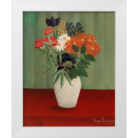 Bouquet of Flowers with China Asters and Tokyos White Modern Wood Framed Art Print by Rousseau, Henri