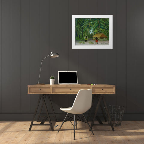 Banana Harvest 1910 White Modern Wood Framed Art Print by Rousseau, Henri