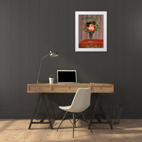 Bouquet of Flowers 1910 White Modern Wood Framed Art Print by Rousseau, Henri