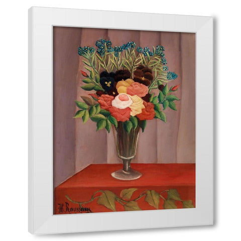 Bouquet of Flowers 1910 White Modern Wood Framed Art Print by Rousseau, Henri