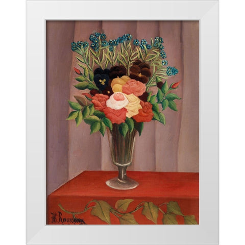 Bouquet of Flowers 1910 White Modern Wood Framed Art Print by Rousseau, Henri