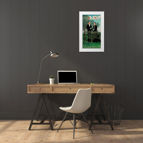 The Past and the Present, or Philosophical Thought White Modern Wood Framed Art Print by Rousseau, Henri