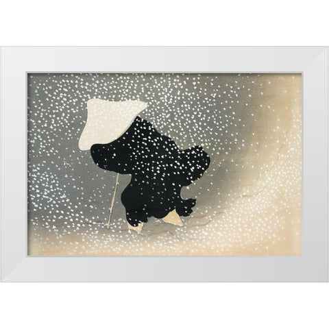 Snow from Momoyogusa White Modern Wood Framed Art Print by Sekka, Kamisaka