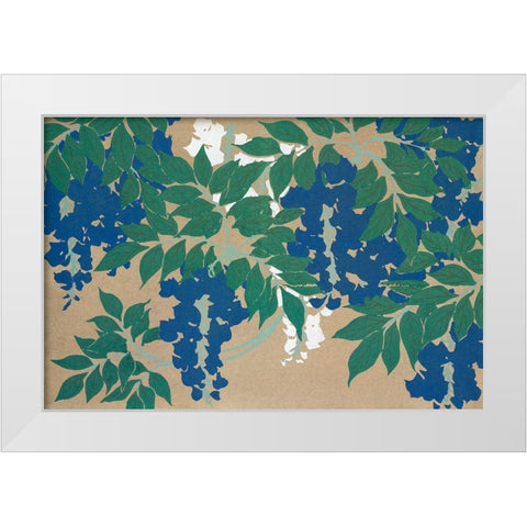 Wisteria from Momoyogusa White Modern Wood Framed Art Print by Sekka, Kamisaka