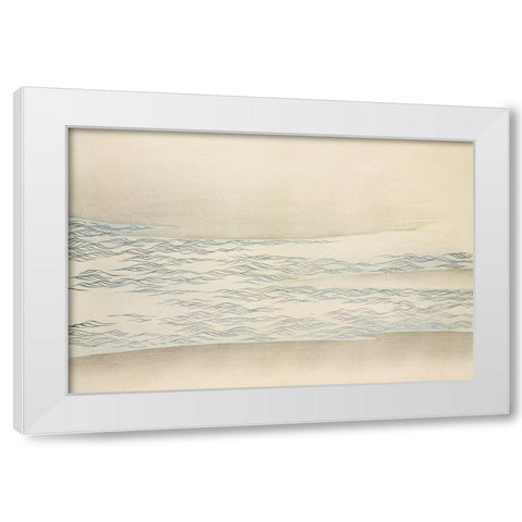 Ocean waves from Momoyogusa White Modern Wood Framed Art Print by Sekka, Kamisaka