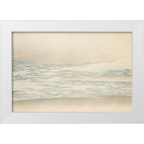Ocean waves from Momoyogusa White Modern Wood Framed Art Print by Sekka, Kamisaka