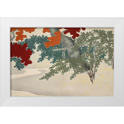 Maple from Momoyogusa White Modern Wood Framed Art Print by Sekka, Kamisaka