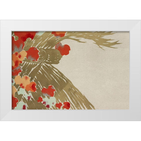 Flowers from Momoyogusa White Modern Wood Framed Art Print by Sekka, Kamisaka