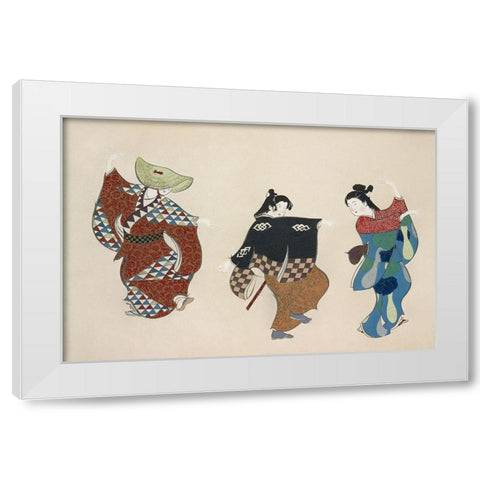 Dancers from Momoyogusa White Modern Wood Framed Art Print by Sekka, Kamisaka