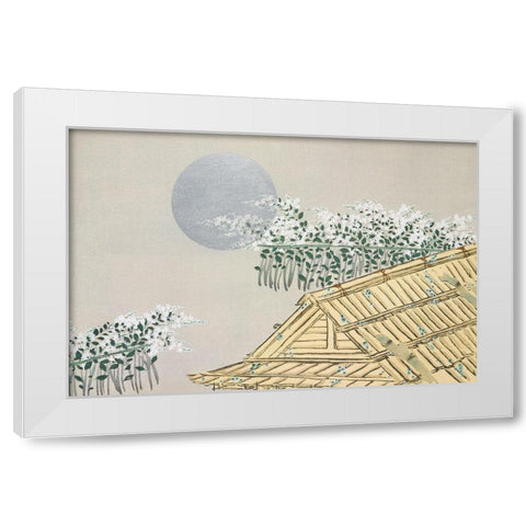 House from Momoyogusa White Modern Wood Framed Art Print by Sekka, Kamisaka