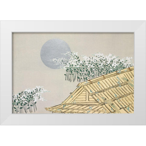 House from Momoyogusa White Modern Wood Framed Art Print by Sekka, Kamisaka