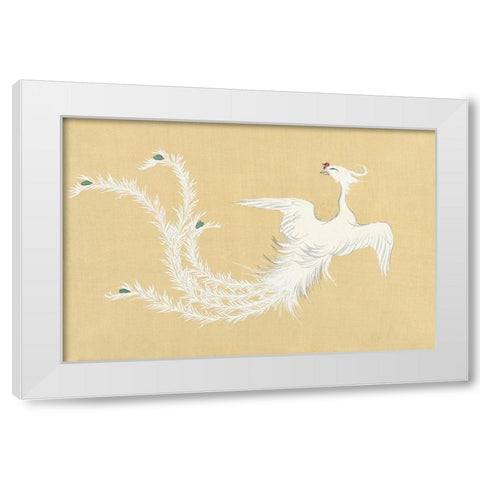 Bird from Momoyogusa White Modern Wood Framed Art Print by Sekka, Kamisaka