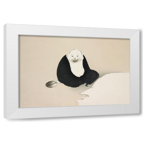 Old man from Momoyogusa White Modern Wood Framed Art Print by Sekka, Kamisaka