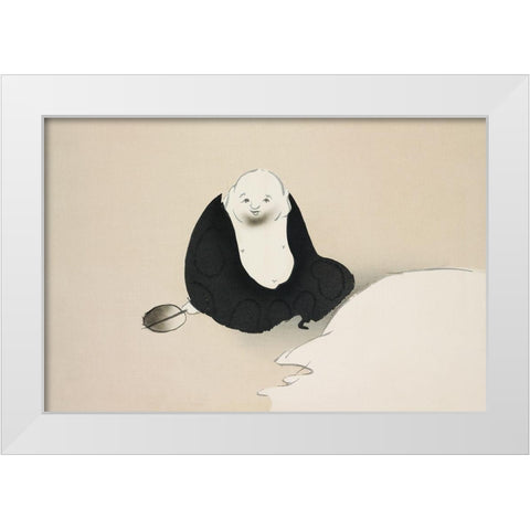 Old man from Momoyogusa White Modern Wood Framed Art Print by Sekka, Kamisaka