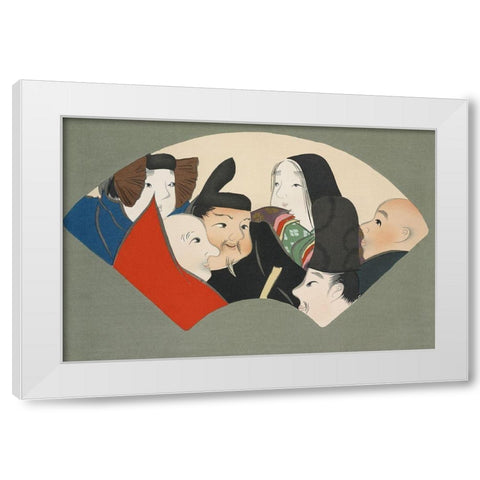 Rokkasen from Momoyogusa White Modern Wood Framed Art Print by Sekka, Kamisaka