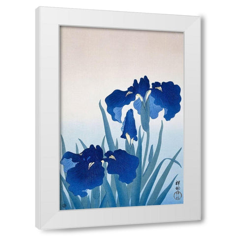 Iris flowers White Modern Wood Framed Art Print by Koson, Ohara
