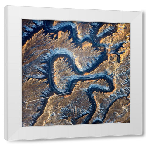 Bowknot Bend Utah White Modern Wood Framed Art Print by NASA