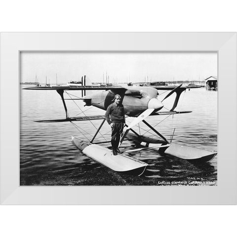 Curtiss Racer White Modern Wood Framed Art Print by NASA