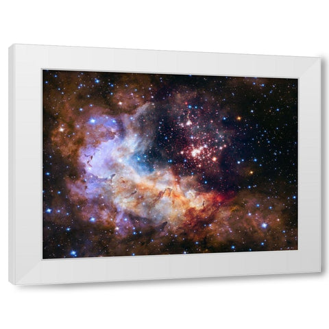 NASA Unveils Celestial Fireworks as Official Hubble 25th Anniversary Image White Modern Wood Framed Art Print by NASA