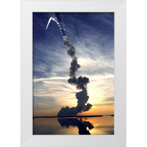 Discovery Launch 1999 White Modern Wood Framed Art Print by NASA