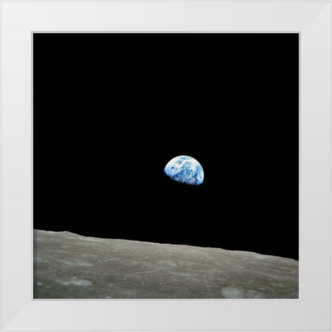 Earthrise White Modern Wood Framed Art Print by NASA