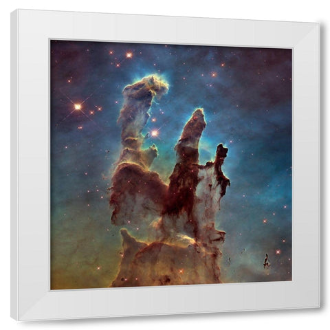 Pillars of Creation White Modern Wood Framed Art Print by NASA