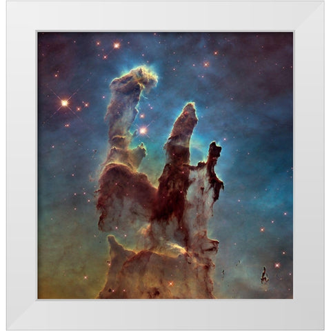 Pillars of Creation White Modern Wood Framed Art Print by NASA