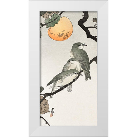 Birds and plants White Modern Wood Framed Art Print by Koson, Ohara