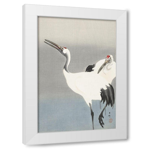 Two cranes White Modern Wood Framed Art Print by Koson, Ohara