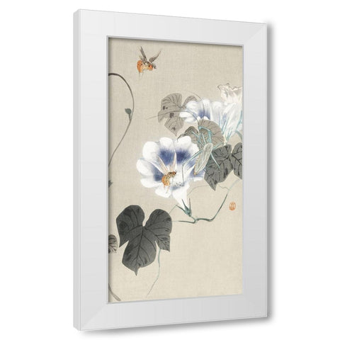 Insects near bindweed White Modern Wood Framed Art Print by Koson, Ohara
