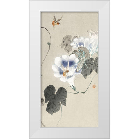 Insects near bindweed White Modern Wood Framed Art Print by Koson, Ohara