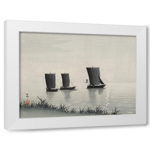 Fishing boats White Modern Wood Framed Art Print by Koson, Ohara