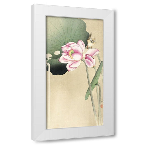Songbird and LotusÂ  White Modern Wood Framed Art Print by Koson, Ohara