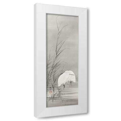 Egrets in a swamp White Modern Wood Framed Art Print by Koson, Ohara