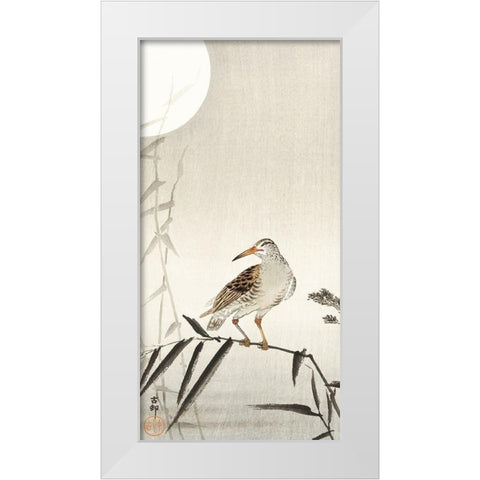 Black horseman on bamboo branch White Modern Wood Framed Art Print by Koson, Ohara