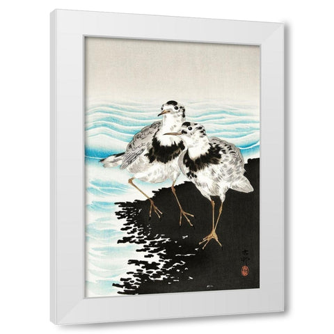 Large coot sandpipers White Modern Wood Framed Art Print by Koson, Ohara