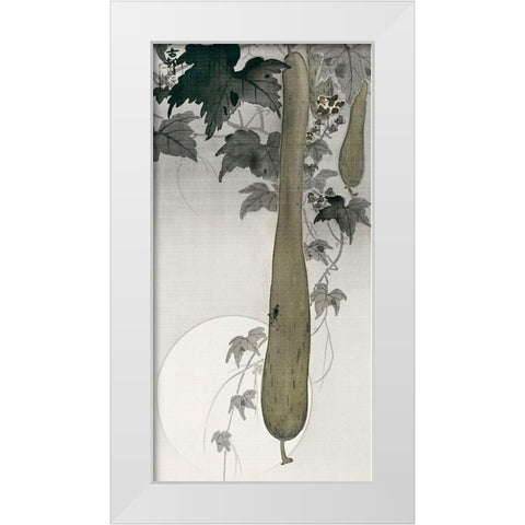 Wild cucumber and a full moonÂ  White Modern Wood Framed Art Print by Koson, Ohara