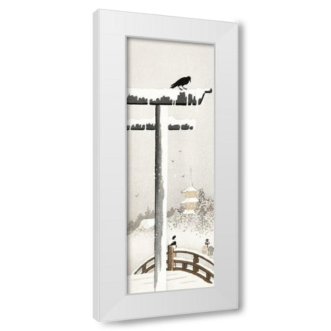 Torii in the snow White Modern Wood Framed Art Print by Koson, Ohara