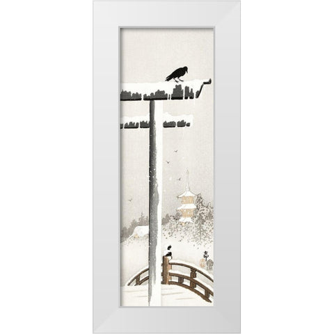 Torii in the snow White Modern Wood Framed Art Print by Koson, Ohara