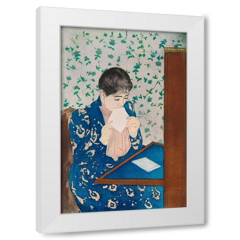 The Letter White Modern Wood Framed Art Print by Cassatt, Mary